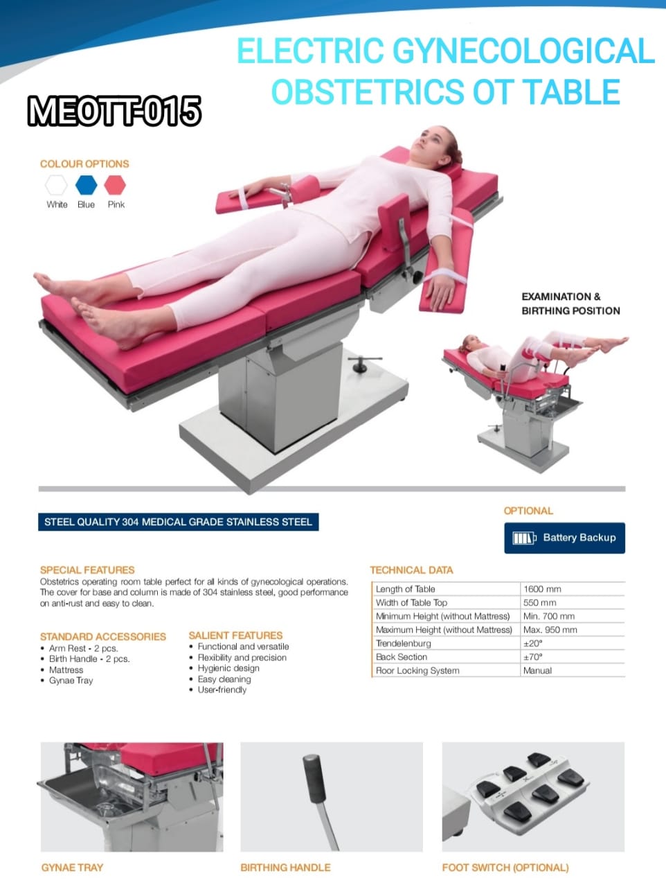 ELECTRIC GYNECOLOGICAL OBSTETRIC OT TABLE